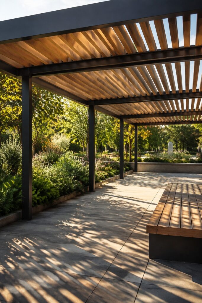 Peyzaj içinde pergola; temsili mimari görsel
